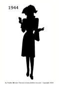 1944 Fashion history black silhouette dress