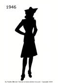 1946 Fashion history black silhouette suit