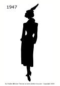 1947 Fashion history black silhouette coat