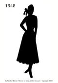 1948 Fashion history black silhouette day dress