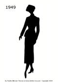 1949 Fashion history black silhouette suit