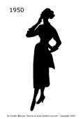 1950 Fashion history black silhouette dress
