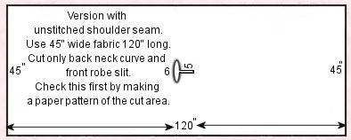Single Fabric Layout of Non Sash Ancient Egyptian Robe. 