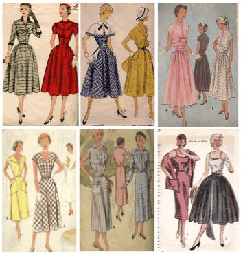   Fashion Trends on Pattern Covers Of Typicals 1950s Fashion Sewing Patterns