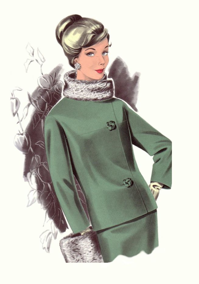 Green Suit 1965 Fashion History Drawings of the 1960s