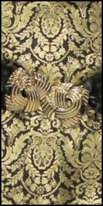 Warehouse Brocade fabric dress and belt detail. 