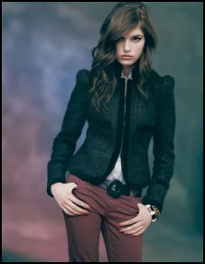 Topshop - Black velvet puff sleeve jacket £65/€96, Claret skinny jean £40/€60, black skinny leather belt £22/€32