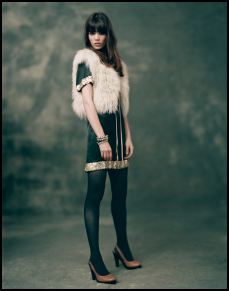 Topshop - Black shift dress with sequin £60/88, cream Shearling gilet £75/€110