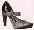 Moda in Pelle Autumn/Winter 2008 - Candlelit, Grey/black patent/snakeskin court shoe