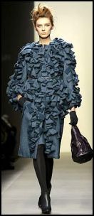 Inky blue Bottega Veneta coat with origami like folds of fabric  - Fashion-era fashion trends AW2008/9