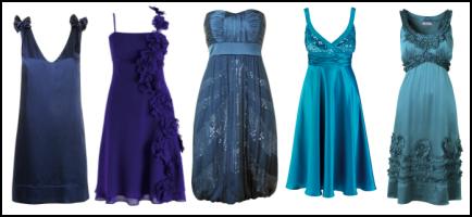 High street cocktail party dresses from Womenswear AW08 collections and in tones of blue