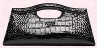Polished Croc leather clutch bag accessory from Osprey - Code: 0873-50-BLK Size 34 X 16 X 7(cm) - Price: £265.
