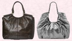 allis Spring summer 2008 black oversized lizard tote shopper £30, €47. Silver tote from New Look.