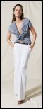 Fashion trend - white trousers and denim toned blue blouse from Wallis Spring Summer 2008.