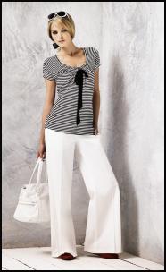 BHS Nautical Fashion T-shirt �14, Wide Leg Trousers �25, Pumps �15, Bag �22.  Nautical fashions at fashion-era. 