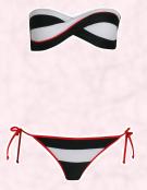 ASOS say their twisted front bandeau set in nautical stripes is the perfect choice for Riviera relaxation.
