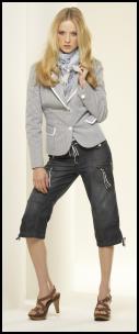 Fashion-era trends in nautical wear - Matalan Spring Summer 2008 yarn dyed stripe blazer �22, nautical denim cropped jeans �12. 