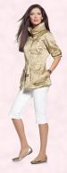 Glam Power from Betty Barclay Collection Spring/Summer 2008. This jacket in fashionable gold is all the rage! The subtly shimmering, crushed look fabric makes an exciting contrast to the casual parka shape with large collar, drawstring and concealed pockets. Fashion trend spring 2008.