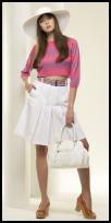 New Look white pleat skirt and pink stripe top Spring Summer fashion trend 2008
