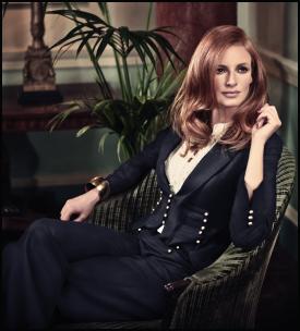 Midnight Military Jacket, Ivory Frill Pleat Blouse, Midnight Military Trouser. Jacket £140/200, Blouse £50/75, Trouser £80/115 Kaliko Autumn Winter 2009.