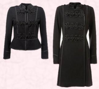 Black Short Military Jacket, £65, 95. Wallis Black military coat, £90/140. Both pieces Wallis Autumn 2009 Winter 2010.