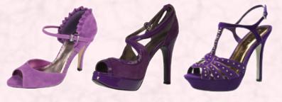 Barratts Ursula Purple Imitation Suede Two Part Occasion Shoe Frill Detail - £35. Marisota Purple Shoes, £45. Studded Platform £19. Primark Autumn 2009 Collection.