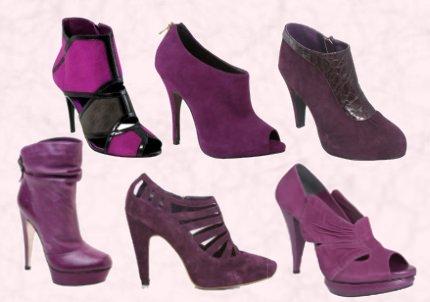 Purple Shoes - Purple Black Suede Shoe Boots £74.99 - River Island.  Moda in Pelle - Cutie Purple - £80 Suede Peep Toe Shoe Boot. Wallis Autumn Winter 09 Purple Patent & Suede Boot. Lower Row -  Faith Footwear Sorena, Leather Stiletto Platform Boot - Back Buckle Strap Detail £115/€145.  Littlewoods - Love Label Mandy Suede Shoe Boot £36.   Magenta Peep Toe Shoe Boot - Oasis.