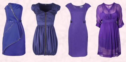 Matalan Womenswear AW09 - Be Beau Electric Blue Zip Dress £25. Zip  Dress by Rare - Autumn/Winter 2009/10.  Précis Petite Purple Dress -  £139. Evans Plus Size Beaded Kimono Dress/Slip £55. 