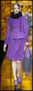 Dior Purple cowl collar suit. Autumn 2009 fashions.