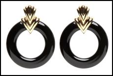 Black Dior hoop earrings.