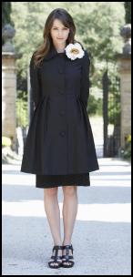 Long Tall Sally Spring Summer 2009 Monte Carlo Pleated Black Skirt Coat - White Rose Corsage.