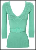 Lucite Green - Tropical Palm Jane Norman Aqua Top - Spring Summer 2009