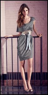 Cool Slate Grey -  Warehouse Gloss - Dress £45/€70, Belt £30/€45, Shoes £75/€115.