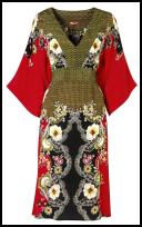 Kimono sleeve, border print red dress - Fashion trends summer 2009.