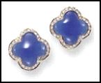 Blue agate ear clips set with 18K white gold. Jewels of Ocean