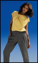 Dorothy Perkins top trend -  lemon yellow - origami top �28 �44, Grey peg leg trousers �30 �45.