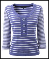 Bonmarche blue and white striped nautical sweater top.