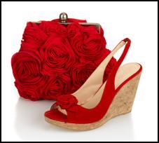Boden rose clutch �79. Boden Red Suede Corsage Wedges�79.00.