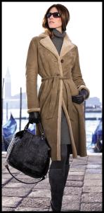 Camel Lambskin Belted Coat - El�gance