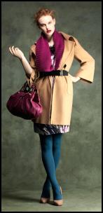 Camel Coat. Teal Tights.