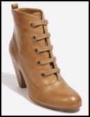 Camel Leather Lace up Ankle Heeled Boot 