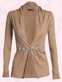 Betty Cardigan �59. Statement Dark Beige Cardigan Sequin Button Detail - GIVe by George Davies - Uniquely Vintage