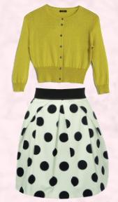 Hobbs lime cardigan, �59 and white/black spot skirt �40 from Oasis.
