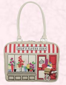 Lulu Guinness Large Florists Shop Jenny Handbag, Stone/Red.