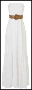 White Maxi, Tan Belted Metallic Shimmer Maxi Dress �42 - Jane Norman Summer 2010.