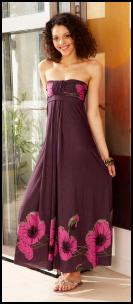 Wine/Big Pink Flower Print Maxi Dress - Apricot SS10. 
