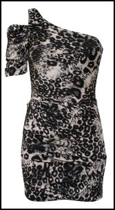One Shoulder/Cut Out Shoulder Leopard Print Dress.