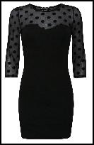 Black Polka Dot Sheer Lace Shoulder/Sleeve Dress.