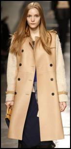 Textured Beige Shearling Lamb Fur Sleeve Coat.