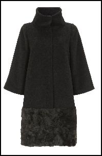 Black Coat With Faux Fur Hem.